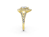 Yellow gold Double Halo Pear Cut Pave Split Shank Prong Set Ring_17