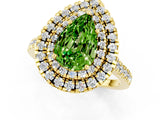 Yellow gold Double Halo Pear Cut Peridot Pavé Band with Four-Prong Setting_1
