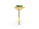 Yellow gold Double Halo Pear Cut Peridot Pavé Band with Four-Prong Setting_2