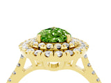 Yellow gold Double Halo Pear Cut Peridot Pavé Band with Four-Prong Setting_4
