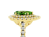 Yellow gold Double Halo Pear Cut Peridot Pavé Band with Four-Prong Setting_5