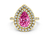 Yellow gold Double Halo Pear Cut Pink Sapphire Pavé Band with Four-Prong Setting_24