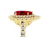 Yellow gold Double Halo Pear Cut Ruby Pavé Band with Four-Prong Setting_5