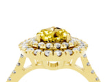 Yellow gold Double Halo Pear Cut Yellow Sapphire Pavé Band with Four-Prong Setting_28