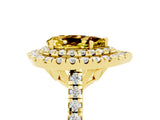 Yellow gold Double Halo Pear Cut Yellow Sapphire Pavé Band with Four-Prong Setting_29