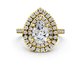Yellow gold Double Halo Pear Diamond Pave Band with Four-Prong Setting_63
