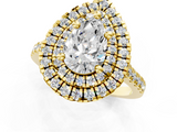 Yellow gold Double Halo Pear Diamond Pave Band with Four-Prong Setting_64