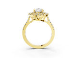 Yellow gold Double Halo Pear Diamond Pave Band with Four-Prong Setting_66