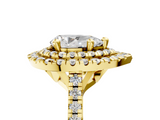 Yellow gold Double Halo Pear Diamond Pave Band with Four-Prong Setting_68