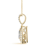 Yellow gold Double Halo Pear Diamond Pendant with Pavé Setting 2