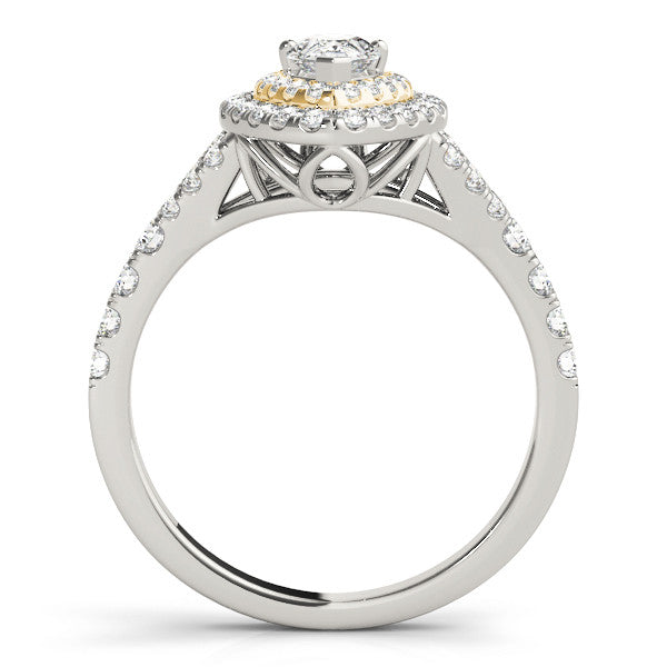 Yellow gold Double Halo Pear-Shaped Split Shank Diamond Ring with Prong Setting 2