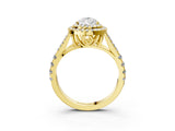 Yellow gold Double Halo Pear-Shaped Split Shank Diamond Ring with Prong Setting_21