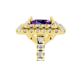 Yellow gold Double Halo Princess Cut Amethyst Pavé Band with Four-Prong Setting_5