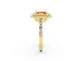 Yellow gold Double Halo Princess Cut Citrine Pavé Band with Four-Prong Setting_2
