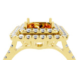 Yellow gold Double Halo Princess Cut Citrine Pavé Band with Four-Prong Setting_4