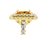 Yellow gold Double Halo Princess Cut Citrine Pavé Band with Four-Prong Setting_5