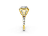 Yellow gold Double Halo Princess Cut Diamond Split Shank Engagement Ring with Four-Prong Setting_9