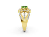 Yellow gold Double Halo Princess Cut Diamond Split Shank Pave Set Ring_2