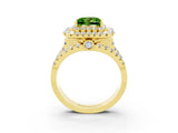 Yellow gold Double Halo Princess Cut Diamond Split Shank Pave Set Ring_3