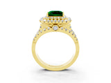 Yellow gold Double Halo Princess Cut Diamond Split Shank Pave Set Ring_3