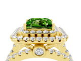 Yellow gold Double Halo Princess Cut Diamond Split Shank Pave Set Ring_4