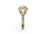 Yellow gold Double Halo Princess Cut Diamond Split Shank Ring with Four Prong Setting_36