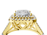 Yellow gold Double Halo Princess Cut Diamond Split Shank Ring with Four Prong Setting_38