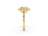 Yellow gold Double Halo Princess Cut Moissanite Pavé Band with Four-Prong Setting_2