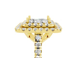 Yellow gold Double Halo Princess Cut Moissanite Pavé Band with Four-Prong Setting_5
