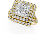 Yellow gold Double Halo Princess Cut Pave Split Shank Prong Set Ring_16