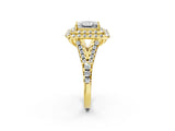 Yellow gold Double Halo Princess Cut Pave Split Shank Prong Set Ring_17