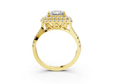 Yellow gold Double Halo Princess Cut Pave Split Shank Prong Set Ring_18