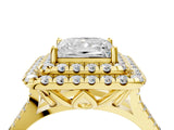 Yellow gold Double Halo Princess Cut Pave Split Shank Prong Set Ring_19