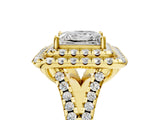 Yellow gold Double Halo Princess Cut Pave Split Shank Prong Set Ring_20