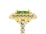 Yellow gold Double Halo Princess Cut Peridot Pavé Band with Four-Prong Setting_5