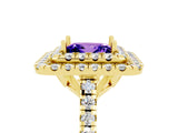 Yellow gold Double Halo Princess Cut Tanzanite Pavé Band with Four-Prong Setting_5