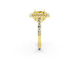 Yellow gold Double Halo Princess Cut Yellow Sapphire Pavé Band with Four-Prong Setting_26