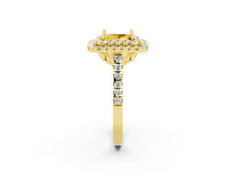 Yellow gold Double Halo Princess Cut Yellow Sapphire Pavé Band with Four-Prong Setting_26