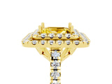 Yellow gold Double Halo Princess Cut Yellow Sapphire Pavé Band with Four-Prong Setting_29