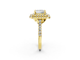 Yellow gold Double Halo Princess Diamond Pave Band with Four-Prong Setting_60
