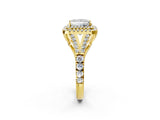Yellow gold Double Halo Princess-Shaped Split Shank Diamond Ring with Prong Setting_17