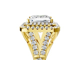 Yellow gold Double Halo Princess-Shaped Split Shank Diamond Ring with Prong Setting_20