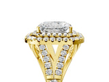 Yellow gold Double Halo Radiant Cut Diamond Split Shank Engagement Ring with Four-Prong Setting_12