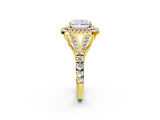 Yellow gold Double Halo Radiant Cut Diamond Split Shank Engagement Ring with Four-Prong Setting_9