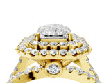 Yellow gold Double Halo Radiant Cut Diamond Split Shank Pave Set Ring_7