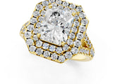 Yellow gold Double Halo Radiant Cut Pave Split Shank Prong Set Ring_16
