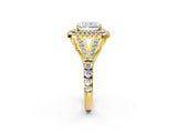 Yellow gold Double Halo Radiant-Shaped Split Shank Diamond Ring with Prong Setting_17