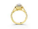 Yellow gold Double Halo Radiant-Shaped Split Shank Diamond Ring with Prong Setting_18