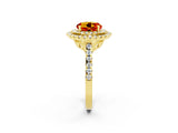 Yellow gold Double Halo Round Cut Citrine Pavé Band with Four-Prong Setting_2