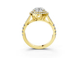 Yellow gold Double Halo Round Cut Diamond Split Shank Engagement Ring with Four-Prong Setting_10